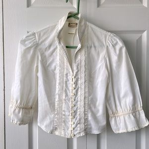 Vintage 70s/80s Jessica’s Gunnies (Gunne Sax) White Button-down Blouse - XS